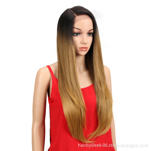 ''REBECCA FASHION''  28 inches Ombre Blonde Long Straight Heat Resistant Fiber Lace Front Wigs Synthetic Hair Wigs For Women
